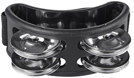 Musfunny Foot Tambourine Percussion Musical Instrument Foot Drum Set with Metal Jingle Bell for Guitar Drum Accessory (Black)
