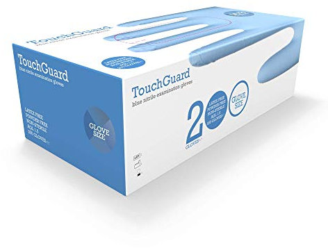 TouchGuard Blue Einweg-Nitrilhandschuhe, Puderfrei und Latexfrei, Karton mit 200 Stück, Größe S