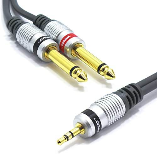 VITALCO Cable Audio Mini Jack 3,5 Estéreo a Doble Jack 6,3 Mono TS 5m Divisor Macho a Macho
