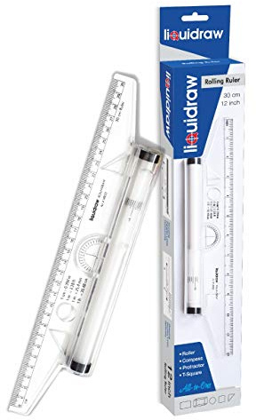 Liquidraw Règle roulante 30 cm Rapporteur métrique Ligne parallèle Règle architecturale Règle Dessin Artistes Architectes Ingénieurs