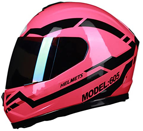 Motorrad-Integralhelm Modular-Helm Flip-Up Mopedhelm Jet Helm Rollerhelm Erwachsener Herren & Damen Sturzhelm DOT/ECE-Zertifizierung Klapphelm Full-Face Motorcycle Helmet,Pink 1,XXL