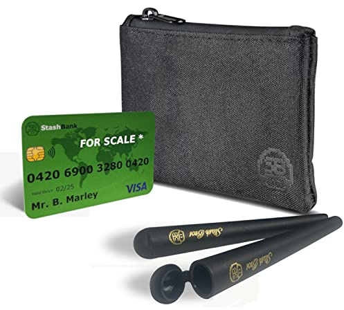 Stash Bros Pocket Smell Proof Bag & 2 Airtight Storage Tubes - Smell Proof Container & More Accessories (Black)