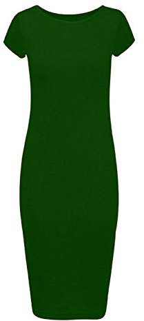 Colop Ladies Womans Cap Sleeve Midi Dress Bodycon Summer Maxi Midi Dress Plus Size (Bottle Green, 24-26)