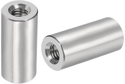 QUARKZMAN 5pcs M6 Rond Connecteur Écrous, 304 Inox Acier Accouplement Écrou 25mm/0.98 Longueur Manchon Tige Barre Goujon Écrou pour Support, M6x25x12mm