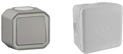 LEGRAND - Interrupteur Mural Etanche Simple ou Va-et-vient 10A Plexo - Commande & Boite de derivation electrique - etanche exterieur - IP55 85X85 - Debflex - 718806 - Polypropylène, Gris