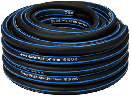 Fevone Gartenschlauch 20m 3/4 Zoll (19mm) Schlauchrohre für Garten 4ly 25 Bar Hochbelastbar Tragbar Außen Kompressor Schlauchleitung Flexibel Robust Gurtbar Knickschutz Schwarz/Blau
