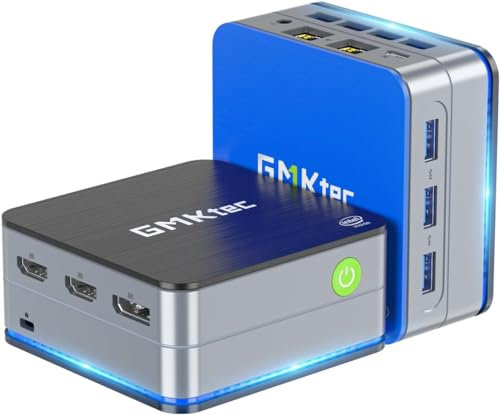 GMKtec Mini PC G2 Plus Mini PC N150 DUAL LAN, Intel Twin Lake N150(bis zu 3,6 GHz), 12 GB DDR5 512 GB M.2 SSD Desktop Mini Computer mit 4K HDMI/2x LAN/USB3.2 /WiFi 6, BT5.2 Für Büro Heimkino Heim