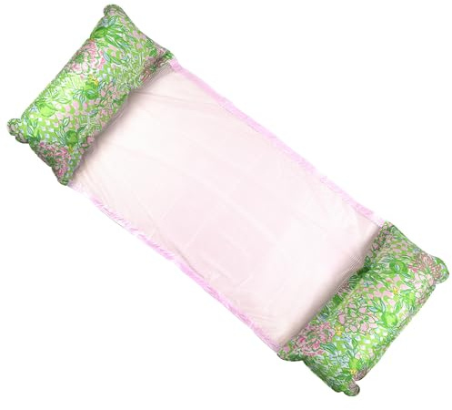 Lilly Pulitzer Hammock Pool Float with Pillows, Pool Accessories for Adults, Saddle Lounge Chair for Swimming, Lime Feeling Good