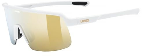 uvex dyrt - Sportbrille für Damen und Herren - großes Sichtfeld - 100% UVA-, B, C Schutz - mirror - white matt/gold mirror - one size