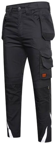 Worktough Mens Mechanical Stretch Slim Fit Black Work Trouser (UK, Numeric, 32, Slim, Regular, Black)