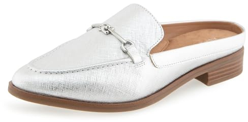 Aerosoles Women's Erik Loafer Mule, Silver Metallic Textured Faux Leather, 9W