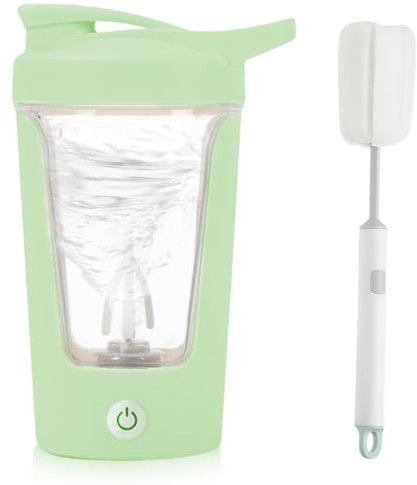 GOMETY Coctelera eléctrica, recargable por USB C, sin BPA, batidora automática de proteínas, 450 mililitros, verde