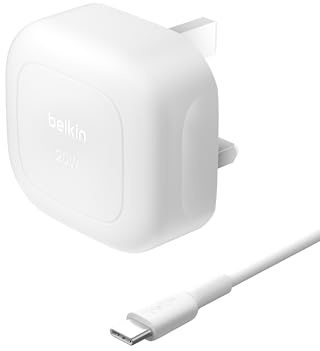 Belkin BoostCharge 20W Cubic Wall Charger, USB-C Power Delivery Fast Charging for Apple iPhone 17, Air, 16, Samsung Galaxy S25, Pixel 10, Nintendo Switch with USB-C to Type C Cable included - White