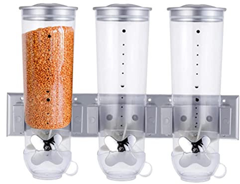 Dispensador de cereales montado en la pared, dispensador triple esencial para el hogar, oficina, aperitivos, cereales
