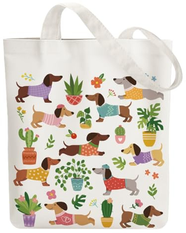 ANATTASOUL Bolsa de Tela Impresa Artículo, Tote Bag Tela Mujer,Shopper Algodón 38 * 40cm, Beige Bolsa de Transporte para Mujer, Saco Tote Bag de Lona Regalo con Cierre de Cremallera