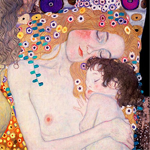 LuxHomeDecor Gustav Klimt Le Tre età della Donna 30x30 cm Quadro Stampa su Pannello in Legno MDF Bordo Nero