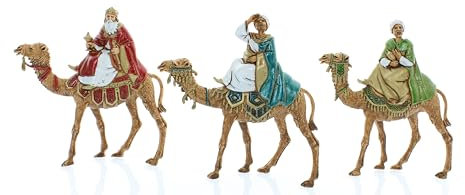 Moranduzzo Set de 3 Rois Mages sur Chameau pour Crèche de 8 cm – Compact 8 – Échelle 1:22 – Statuettes Indestructibles, Peintes à la Main, Sculpteur M. Landi, Made in Italy