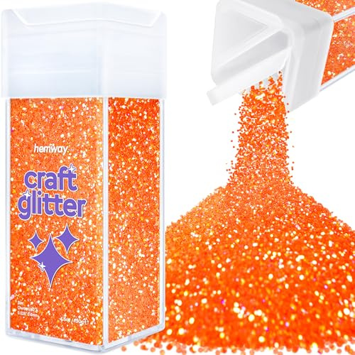 Hemway Craft Glitter Shaker Fluorescent Peach Orange 130g Chunky | for Resin & Epoxy Crafts, Christmas Art Supplies, Nail, Body, Face, Eye, Festival, Crafting, Slime, Sparkle