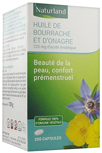 Naturland Huile de Bourrache et d'Onagre 200 Capsules