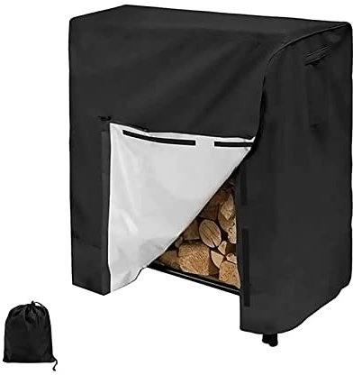 kingsea Housse pour étagère de bois de chauffage, tissu Oxford 420D robuste et résistant aux intempéries, pour intérieur et extérieur, noir (122 x 65 x 119 cm)