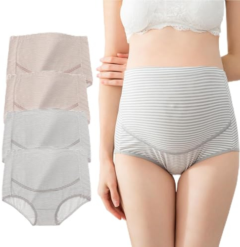 AUTUCAU Maternity Cotton Underwear High Waist Adjustable Pregnancy Seamless Soft Hipster Panties Over Bump 4-Pack