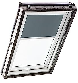 Original Roto Verdunkelungsrollo ZRV - Nahezu vollständige Verdunkelung - Führungsschiene Weiß - Dachfenster Baureihe Designo R4/R7 und Classic 43/73 - Größe 054/078 | 05/07 - Stofffarbe Dunkelgrau