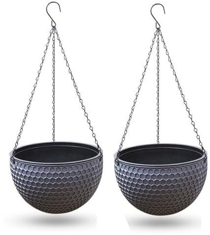 BICI 2 Stücke Blumenampel Innen Blumenampel Außen Blumenampel Hängend Hängetopf Für Pflanzen Blumentopf Hängend Hängetöpfe Für Pflanzen Hängender Blumentopf (Klein 16,5 cm,grau)