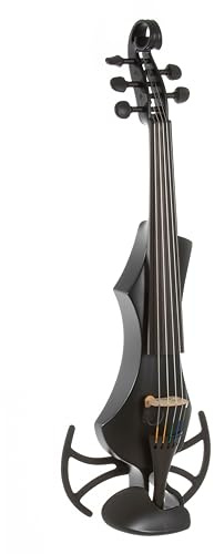 Violino elettrico GEWA, violino elettronico, Novita 3.0 nero con adattatore per poggiaspalla, 5 corde