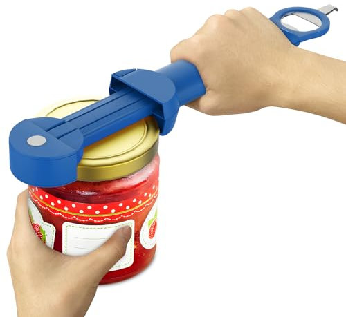 Multifunctional Retractable Bottle Opener - Adjustable Multifunctional Can Opener Jar Lid Gripper - 2024 New Jar Opener Bottle Opener for Weak Hands, Senior Arthritis (Blue)