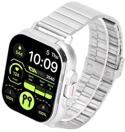 Smart Klocka med Hörsnäckor, 2,01 Tums HD-pekskärm Call Fitness Tracker Sportklocka för och IOS (Silverstål)