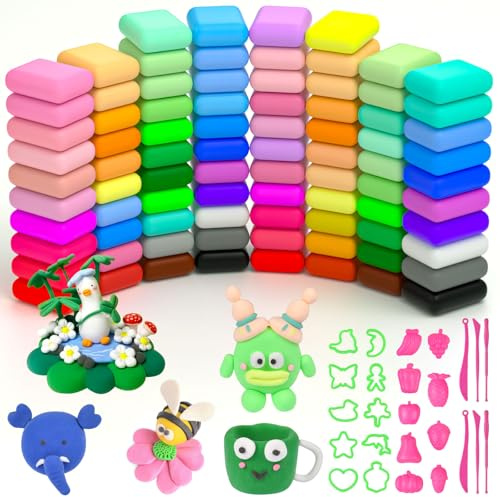 AUAUY Air Dry Clay, 84Pcs Ultra Light Modeling Clay with 6 Sculpting Tools