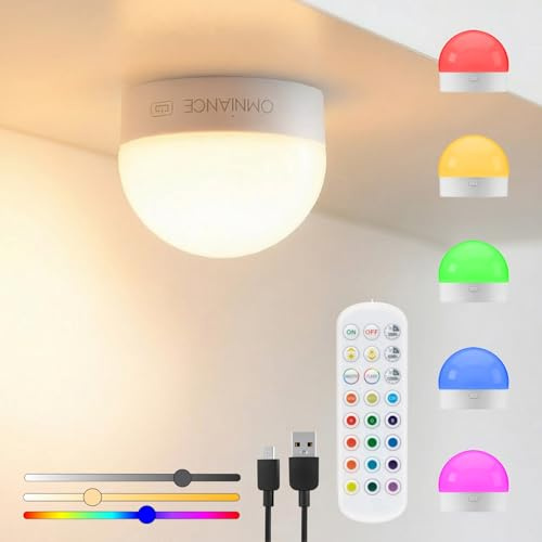 Auraglow Rechargeable Wireless LED Light Bulb with Remote – Battery-Powered, Dimmable, Colour-Changing, Wall & Ceiling Mounted (1 Pack)