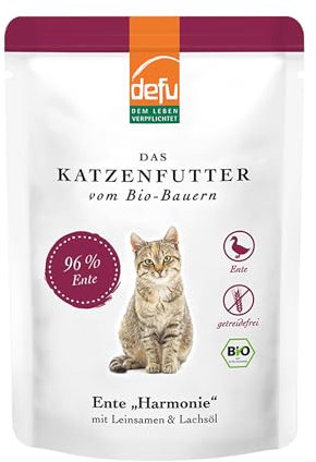 defu Katzenfutter | 12 x 85 g | Bio Ente Harmonie Nassfutter | Premium Bio Katzenfutter | Pate für Katzen