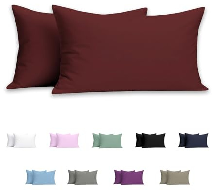 Meteorwi Home - Funda de Almohada 45x105cm con Cremallera - Microfibra Suave - Juego de 2 Fundas Almohada Transpirable, Resistentes a Las Bolitas y a la decoloración (Burdeos)