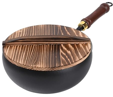 Non-stick pan - järnpanna, hoppad | Värmebeständig oskuren bräda med lock, stort djup bakgryta för spis elektrisk induktion, köksredskap