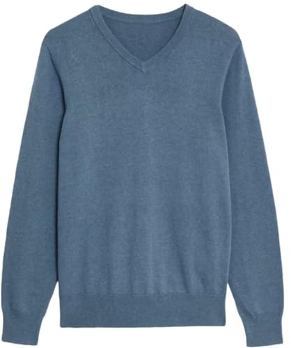 MATINEE Mens Fine Knitted Luxury Supersoft Cashmere-Like Crew Neck/V Neck/Zip Neck Sweaters, Fine 12 Gauge Knit Structure (UK, Alpha, L, Regular, Regular, Air Force 2, V Neck)