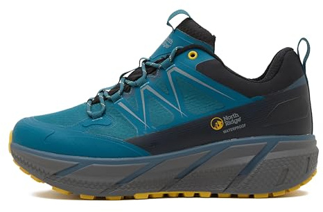 NORTH RIDGE Men's Flux Speed Mid Walking Shoes with High Traction Rubber Sole, Waterproof, Breathable, Durable Ripstop Upper (Blue, 11, UK Footwear Size System, Adult, Men, Numeric, Medium, 11)