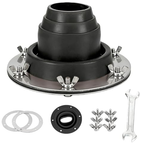 Ugnsrör, genomföring tält 45–100 mm, ugnsrör, tältspis, hot tent stove, jack av värmebeständig silikon till 280 °C och bas i rostfritt stål, tent rörmanschett, takgenomföring för campingkök