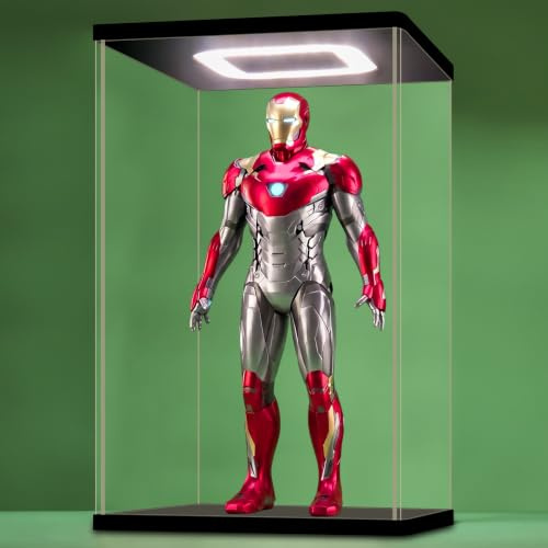 Nonemey Vitrine en acrylique avec éclairage LED réglable et télécommande, boîte d'affichage transparente étanche à la poussière pour 400 % Bearbrick, figurines d'action et objets de collection, noir