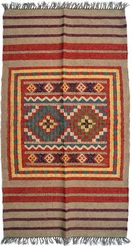 GURU SHOP Orientalischer Grob Gewebter Kelim Teppich 260x80 cm - Muster 3