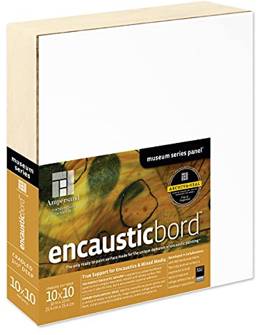 Ampersand Art Supply Museum Series Encausticbord | 10x10 | 1-1/2 Cradled Profile | Encaustic Painting & Mixed Media Artist Panel | Velvety Drawing Surface