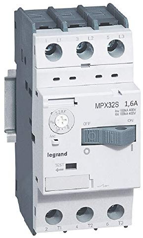 Disjoncteur moteur MPX3 32S - réglage thermique 1A à 1,6A - pouvoir de coupure 100kA en 415V