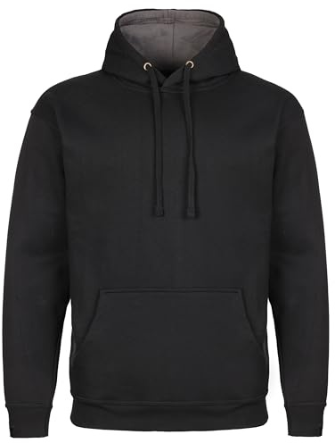 TuffStuff - Hendon Hoodie - Size Large, Black - 50% Cotton, 50% Polyester - Featuring a Jersey Knit, Lined Hood & Front Pouch Pocket - Reactive Dyed - Easy Care - Comfortable Work Hoodies for Men