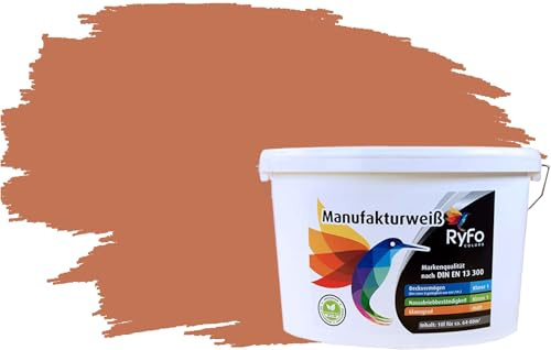 RyFo Colors Bunte Wandfarbe Manufakturweiß Terracotta 10l - weitere Orange Farbtöne und Größen erhältlich, Deckkraft Klasse 1, Nassabrieb Klasse 1