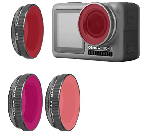 Osmo Action Kamera-Filters, Unterwasser Tauch-Filters Kompatibel mit DJI Osmo Action Kamera, Unterwasser-Fotozubehör, Farbkorrekturfilters Dreifach-Set