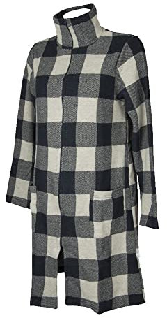 CRAZY FARM Vestaglia da camera donna invernale calda e morbida aperta davanti con zip e colletto articolo 15679, 2162 Scottish blu, M