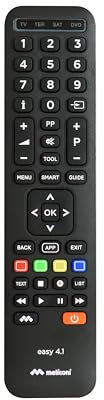 Meliconi Easy 4.1, Universal 4-in-1 Fernbedienung, Kompatibel mit Samsung, LG und Sony und Anderen Herstellern, für 4 Geräte, für TV, Set-Top-Box, Satellit, DVD und Blu-ray, Infrarot