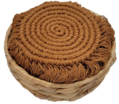 Mokoboho Boho Untersetzer-Set (4 Karamell-Untersetzer mit Halterung)