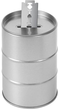 Linkidea Caja de contenedor de eliminación de cuchillas de afeitar de seguridad, caja de eliminación de cuchillas de metal, banco seguro para almacenar cuchillas desperdiciadas usadas (plata)