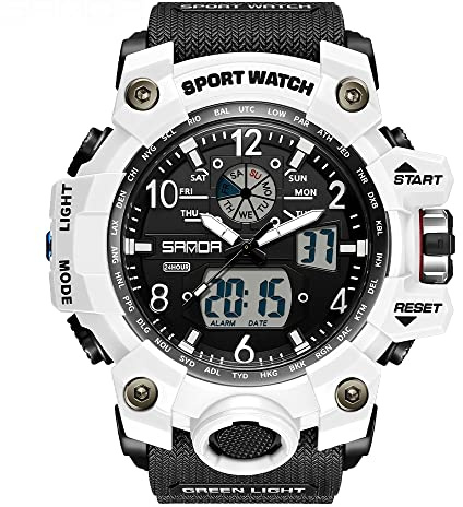AIMES Herrklockor sport utomhus vattentät militärklocka för män taktisk klocka analog digital datum larm stoppur multifunktionell taktik stort ansikte armbandsur för män